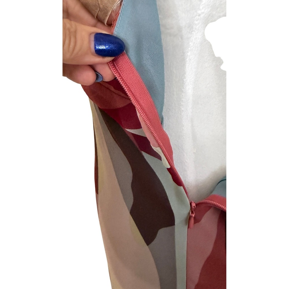BCBGMaxAzria 100% Silk Halter Abstract Swirl Midi Dress Size 10 Y2K Backless - Picture 13 of 14